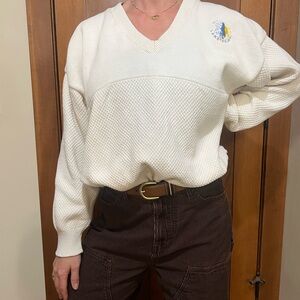 Women's White V-Neck Sweater